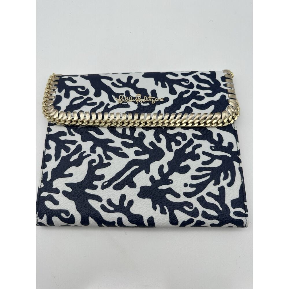 Lilly Pulitzer i-Pad Tablet case Navy And Gold Fits 7-9.5” Tablets NEW